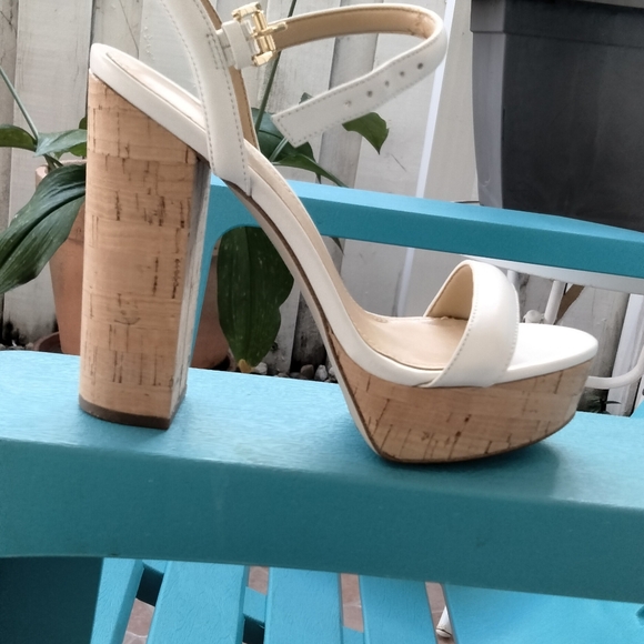 MICHAEL Michael Kors DALLAS White Cork Platform Sandals with Ankle Strap - Picture 3 of 5